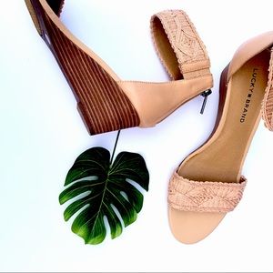 Lucky Brand wedge heel sandals, nude rose